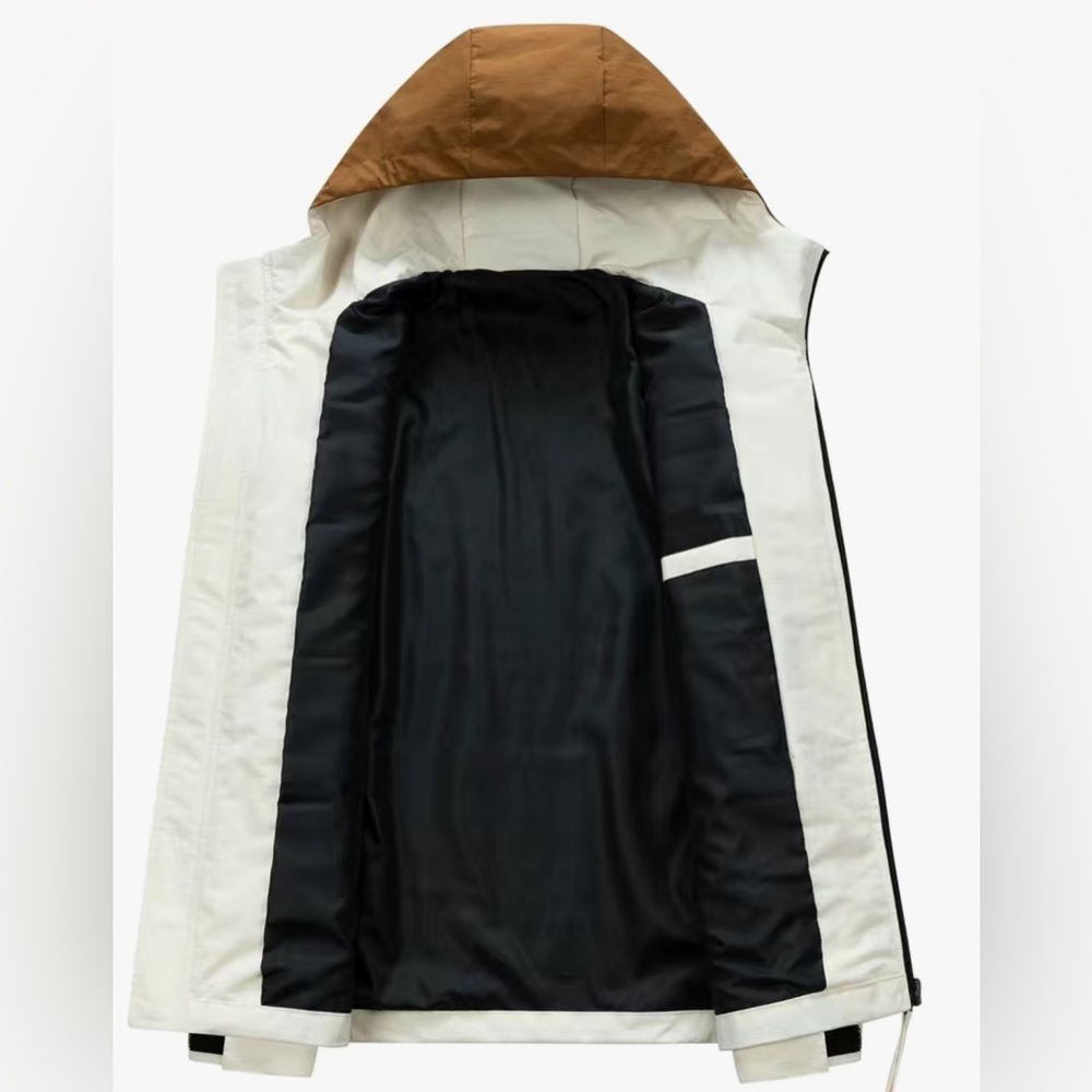 Plus Size Men's Elegant Contrast Color Hooded Jacket For Spring/autumn,